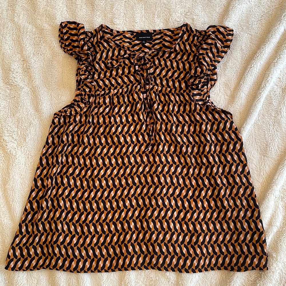 S who what wear orange sleeveless ruffle top